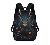 sinyumoney Zaini Stampati 3D Per Bambini, Zaini Da Viaggio Alla Moda Per Ragazzi Zainetti Per Studenti Di Scuola E Del Collegio, Beautiful Deer and Flowers, 17"