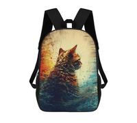 sinyumoney Zaini Stampati 3D Ritratto Cat Style Zaini Per Bambini, Borse Da Scuola, Borse Da Viaggio Carino, Zaini Casual Per Ragazzi, Gatti Natura, 17"