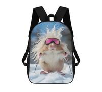 sinyumoney Zaini Stampati In 3D Per Bambini Dare to Be Different: Zaino Scuola Carino Per Ragazzi Ideale Per Attività All'aperto E Uscite Al College, Handsome Hamster On Sci, 17"