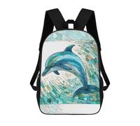 sinyumoney Zaini Stampati In 3D Per Bambini Dare to Be Different: Zaino Scuola Carino Per Ragazzi Ideale Per Attività All'aperto E Uscite Al College, Acciaio inossidabile Dolphin Glass, 17"