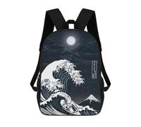 sinyumoney Zaini The Great Wave Night Japan Zaino Scolastico Per Bambini Borsa Scolastica Borse Scolastiche Stampate in 3D Per Ragazzi Studenti Delle Scuole Elementari E Medie 17inch