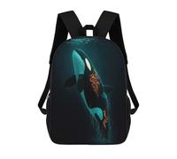 sinyumoney Zaini Whale in The Sky Zaino Scuola Per Bambini, Borsa Scuola Stampa 3D Per Ragazzi Studenti Della Scuola Elementari E Del College, Orca With Tribal Markings In Deep Sea, 17"