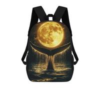 sinyumoney Zaini Whale Tail Under Full Moon Zaino Scolastico Per Bambini Borsa Scolastica Borse Scolastiche Stampate in 3D Per Ragazzi Studenti Delle Scuole Elementari E Medie 17inch