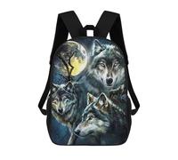 sinyumoney Zaini Wolf Pack Moon Night Zaino Scolastico Per Bambini Borsa Scolastica Borse Scolastiche Stampate in 3D Per Ragazzi Studenti Delle Scuole Elementari E Medie 17inch