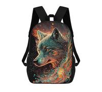sinyumoney Zaini, Zaino Scolastico Per Bambini, Zaini Per Bambini Stampati in 3D Flame Wolf Portrait -2, Borse Da Viaggio Carine Per L'asilo, Zaino Casual Per Ragazzi Studenti 17inch