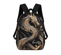 sinyumoney Zaini, Zaino Scolastico Per Bambini, Zaini Per Bambini Stampati in 3D Golden Dragon Illustration-16, Borse Da Viaggio Carine Per L'asilo, Zaino Casual Per Ragazzi Studenti 17inch