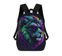sinyumoney Zaini, Zaino Scolastico Per Bambini, Zaini Per Bambini Stampati in 3D Neon Lion Sunglasses Art, Borse Da Viaggio Carine Per L'asilo, Zaino Casual Per Ragazzi Studenti 17inch