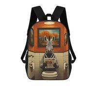 sinyumoney Zaini, Zaino Scolastico Per Bambini, Zaini Per Bambini Stampati in 3D Zebra in Bathroom Toilet Funny, Borse Da Viaggio Carine Per L'asilo, Zaino Casual Per Ragazzi Studenti 17inch