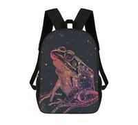sinyumoney Zaino 3D Alone in The Dark Scuola Borsa Per Ragazzi Zaino Libri Zaino Alla Moda Per Computer Portatile Zaino Per Ragazzi E Ragazze, Frog Silhouette Galaxy, 17"