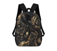 sinyumoney Zaino 3D Divertente E Alla Moda Per Ragazzi E Ragazze Adolescenti Abstract GoldBlack Octopus Zaino Con Stampa 3D Per Bambini, Zaini Per La Scuola Primaria 17inch