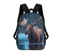 sinyumoney Zaino 3D Divertente E Alla Moda Per Ragazzi E Ragazze Adolescenti Arctic Moose Oil Paint Zaino Con Stampa 3D Per Bambini, Zaini Per La Scuola Primaria 17inch