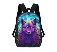 sinyumoney Zaino 3D Divertente E Alla Moda Per Ragazzi E Ragazze Adolescenti Colorful Wolf Neon Art Zaino Con Stampa 3D Per Bambini, Zaini Per La Scuola Primaria 17inch