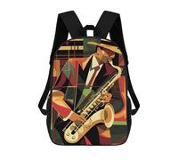 sinyumoney Zaino 3D Divertente E Alla Moda Per Ragazzi E Ragazze Adolescenti Jazz Musician Art Deco Zaino Con Stampa 3D Per Bambini, Zaini Per La Scuola Primaria 17inch
