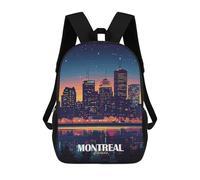 sinyumoney Zaino 3D Divertente E Alla Moda Per Ragazzi E Ragazze Adolescenti Montreal Canada Skyline at Night Zaino Con Stampa 3D Per Bambini, Zaini Per La Scuola Primaria 17inch