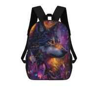 sinyumoney Zaino 3D Divertente E Alla Moda Per Ragazzi E Ragazze Adolescenti Mystical Wolf with Crystals Zaino Con Stampa 3D Per Bambini, Zaini Per La Scuola Primaria 17inch