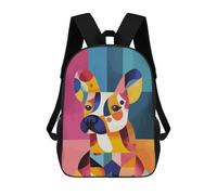 sinyumoney Zaino 3D Divertente E Alla Moda Per Ragazzi E Ragazze Adolescenti Original Abstract French Bulldog Dog Portrait Zaino Con Stampa 3D Per Bambini, Zaini Per La Scuola Primaria 17inch
