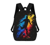 sinyumoney Zaino 3D Divertente E Alla Moda Per Ragazzi E Ragazze Adolescenti Soccer Player Silhouette with Colorful Splashes Zaino Con Stampa 3D Per Bambini, Zaini Per La Scuola Primaria 17inch
