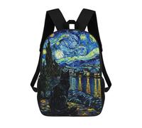 sinyumoney Zaino 3D Divertente E Alla Moda Per Ragazzi E Ragazze Adolescenti Starry Night Cat Painting Zaino Con Stampa 3D Per Bambini, Zaini Per La Scuola Primaria 17inch