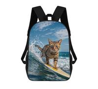 sinyumoney Zaino 3D Divertente E Alla Moda Per Ragazzi E Ragazze Adolescenti Surfing Cat Funny Zaino Con Stampa 3D Per Bambini, Zaini Per La Scuola Primaria 17inch