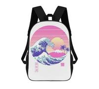 sinyumoney Zaino 3D Divertente E Alla Moda Per Ragazzi E Ragazze Adolescenti The Great Vaporwave Zaino Con Stampa 3D Per Bambini, Zaini Per La Scuola Primaria 17inch