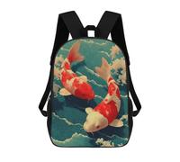 sinyumoney Zaino 3D Divertente E Alla Moda Per Ragazzi E Ragazze Adolescenti Two Koi Fish in Water Painting Zaino Con Stampa 3D Per Bambini, Zaini Per La Scuola Primaria 17inch