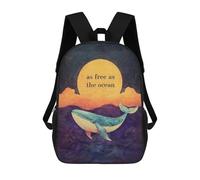 sinyumoney Zaino 3D Divertente E Alla Moda Per Ragazzi E Ragazze Adolescenti Whale And Sunset Zaino Con Stampa 3D Per Bambini, Zaini Per La Scuola Primaria 17inch