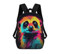 sinyumoney Zaino 3D Divertente E Cool Per Adolescenti (ragazzi E ragazze) Neon Raccoon Zaino Stampato 3D Per Bambini Borsa Scuola Elementare, Neon Suricate, 17"