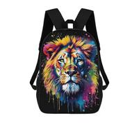 sinyumoney Zaino 3D Divertente E Cool Per Adolescenti (ragazzi E ragazze) Neon Raccoon Zaino Stampato 3D Per Bambini Borsa Scuola Elementare, Colorful Leone With Drips, 17"