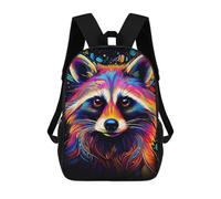 sinyumoney Zaino 3D Divertente E Cool Per Adolescenti (ragazzi E ragazze) Neon Raccoon Zaino Stampato 3D Per Bambini Borsa Scuola Elementare, Neon Raccoon, 17"