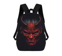 sinyumoney Zaino 3D Divertente E Fresco Per Adolescenti (ragazzi E Ragazze) Cavaliere King Forest Retro Zaino Stampato 3D Per Bambini Borsa Scuola Primaria, Traditional Japanese Mask, 17"