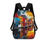 sinyumoney Zaino 3D impermeabile per bambini, stile scolaro, carino e alla moda, per ragazze e ragazzi., Stile-15., 17"