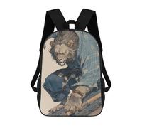 sinyumoney Zaino 3D Per Bambini Asian Landscape at Spring Borse Stampate Borsa Da Scuola Zaino Leggero Zaino Alla Moda E Divertente Per I Bambini, Karate Lion Warrior, 17"