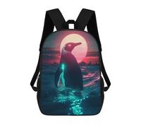 sinyumoney Zaino 3D Per Bambini Cosmic Space Dolphin Borse Stampate Borsa Da Scuola Zaino Leggero Zaino Alla Moda E Divertente Per Bambini, Neon Penguin Sunset, 17"