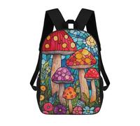 sinyumoney Zaino 3D Per Bambini Crystal Tree Reflection Borse Stampate Borsa Da Scuola Zaino Leggero Zaino Alla Moda E Divertente Per I Bambini, Stained Glass Mushrooms, 17"
