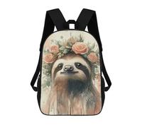 sinyumoney Zaino 3D Per Bambini Crystal Tree Reflection Borse Stampate Borsa Da Scuola Zaino Leggero Zaino Alla Moda E Divertente Per I Bambini, Sloth With Floral Crown, 17"