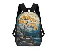 sinyumoney Zaino 3D Per Bambini Crystal Tree Reflection Borse Stampate Borsa Da Scuola Zaino Leggero Zaino Alla Moda E Divertente Per I Bambini, Albero in vetro e luna, 17"