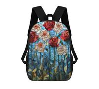 sinyumoney Zaino 3D Per Bambini Crystal Tree Reflection Borse Stampate Borsa Da Scuola Zaino Leggero Zaino Alla Moda E Divertente Per I Bambini, Stained Glass Rose, 17"