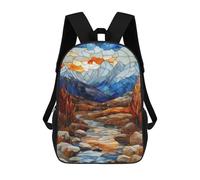 sinyumoney Zaino 3D Per Bambini Crystal Tree Reflection Borse Stampate Borsa Da Scuola Zaino Leggero Zaino Alla Moda E Divertente Per I Bambini, Stained Glass Mountain Sunset, 17"