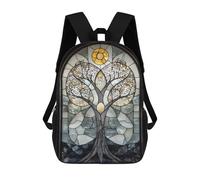 sinyumoney Zaino 3D Per Bambini Crystal Tree Reflection Borse Stampate Borsa Da Scuola Zaino Leggero Zaino Alla Moda E Divertente Per I Bambini, Tree Stained Glass Artwork, 17"