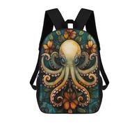 sinyumoney Zaino 3D Per Bambini Crystal Tree Reflection Borse Stampate Borsa Da Scuola Zaino Leggero Zaino Alla Moda E Divertente Per I Bambini, Octopus Stained Glass Art, 17"