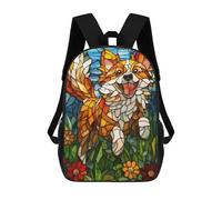 sinyumoney Zaino 3D Per Bambini Crystal Tree Reflection Borse Stampate Borsa Da Scuola Zaino Leggero Zaino Alla Moda E Divertente Per I Bambini, Stained Glass Dog, 17"
