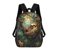 sinyumoney Zaino 3D Per Bambini Crystal Tree Reflection Borse Stampate Borsa Da Scuola Zaino Leggero Zaino Alla Moda E Divertente Per I Bambini, Stained Glass Sloth, 17"