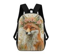 sinyumoney Zaino 3D Per Bambini Crystal Tree Reflection Borse Stampate Borsa Da Scuola Zaino Leggero Zaino Alla Moda E Divertente Per I Bambini, Fox With Floral Crown, 17"