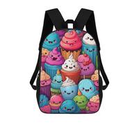sinyumoney Zaino 3D Per Bambini Cute Snow Leopard Cub in Mountains Watercolor Borse Stampate Borsa Scuola Zaino Leggero Zaino Alla Moda E Divertente Per Bambini, Cupcakes, 17"