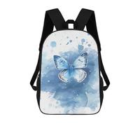 sinyumoney Zaino 3D Per Bambini Deer Ritratto con Astratto Sfondo Borse Stampate Borsa Scuola Zaino Leggero Zaino Alla Moda E Divertente Per Bambini, Blu farfalla Watercolor, 17"