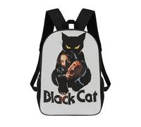 sinyumoney Zaino 3D Per Bambini Halloween Cat & Moon Borse Stampate Borsa Scuola Zaino Leggero Zaino Alla Moda E Divertente Per Bambini, Black Cat Honor, 17"
