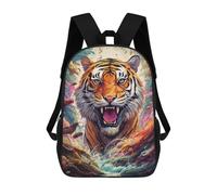 sinyumoney Zaino 3D per bambini, impermeabile, stile scolaro, carino e alla moda, per ragazze e ragazzi., Roaring Tiger In Vibrant Colors, 17"