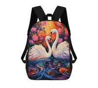 sinyumoney Zaino 3D per bambini, impermeabile, stile scolaro, carino e alla moda, per ragazze e ragazzi., Swans In A Floral Paradise, 17"