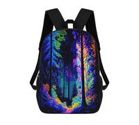 sinyumoney Zaino 3D per bambini, impermeabile, stile scolaro, carino e alla moda, per ragazze e ragazzi., Neon Forest Glow, 17"