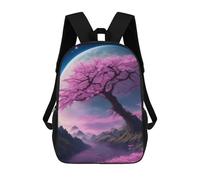 sinyumoney Zaino 3D per bambini, impermeabile, stile scolaro, carino e alla moda, per ragazze e ragazzi., Cherry Blossom Fantasy Landscape, 17"